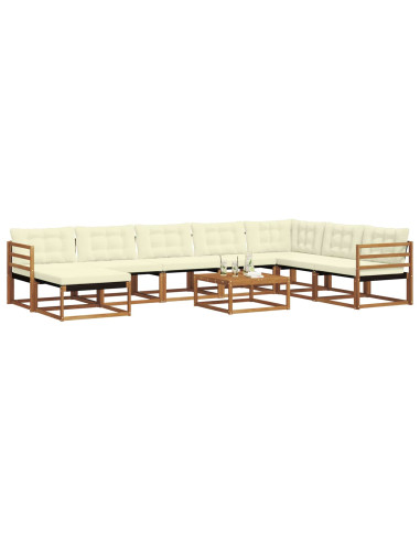 Set di divani 25 pcs Naturale e Crema Legno di Acacia Massello