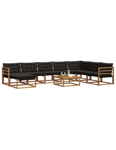 Set di divani 25 pcs Naturale e Nero Legno di Acacia Massello