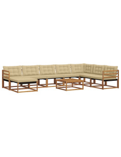 Set di divani 25 pcs Naturale e Beige Legno di Acacia Massello 2