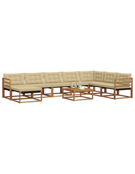 Set di divani 25 pcs Naturale e Beige Legno di Acacia Massello