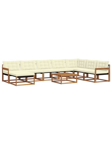 Set di divani 25 pcs Naturale e Crema Legno di Acacia Massello