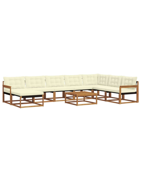 Set di divani 25 pcs Naturale e Crema Legno di Acacia Massello