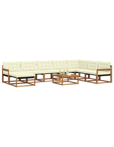 Set di divani 25 pcs Naturale e Crema Legno di Acacia Massello