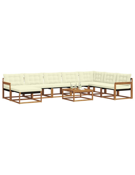 Set di divani 25 pcs Naturale e Crema Legno di Acacia Massello