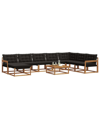 Set di divani 25 pcs Naturale e Nero Legno di Acacia Massello