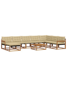 Set di divani 25 pcs Naturale e Beige Legno di Acacia Massello 2