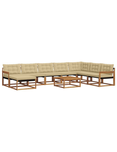 Set di divani 25 pcs Naturale e Beige Legno di Acacia Massello