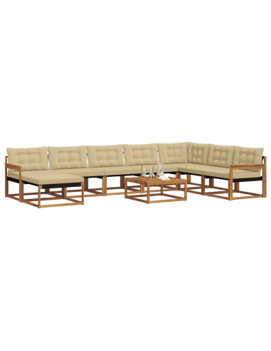 Set di divani 25 pcs Naturale e Beige Legno di Acacia Massello