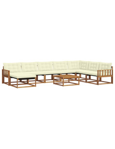 Set di divani 25 pcs Naturale e Crema Legno di Acacia Massello 2