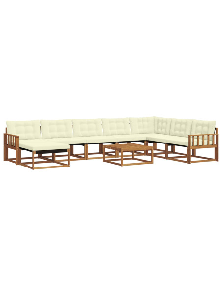 Set di divani 25 pcs Naturale e Crema Legno di Acacia Massello