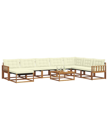 Set di divani 25 pcs Naturale e Crema Legno di Acacia Massello