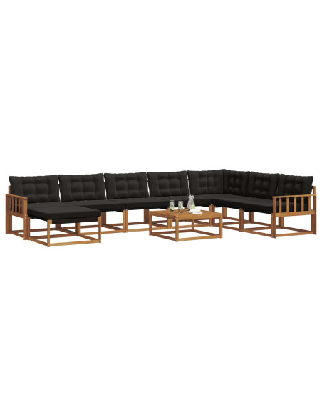 Set di divani 25 pcs Naturale e Nero Legno di Acacia Massello