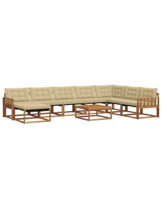 Set di divani 25 pcs Naturale e Beige Legno di Acacia Massello 2