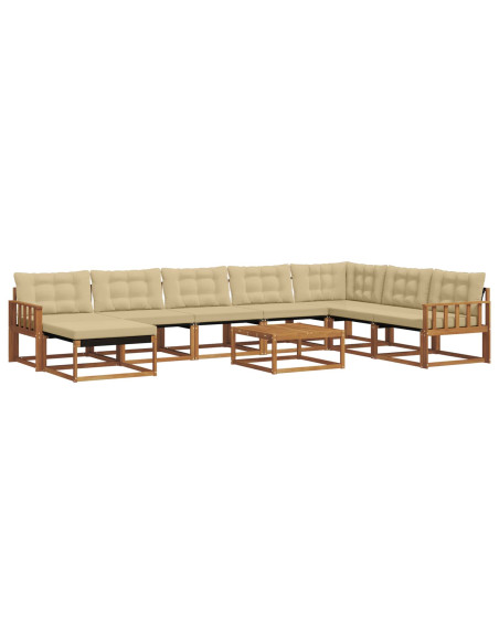 Set di divani 25 pcs Naturale e Beige Legno di Acacia Massello