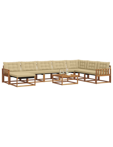 Set di divani 25 pcs Naturale e Beige Legno di Acacia Massello