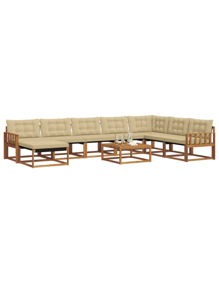 Set di divani 25 pcs Naturale e Beige Legno di Acacia Massello