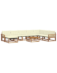 Set di divani 25 pcs Naturale e Crema Legno di Acacia Massello 2