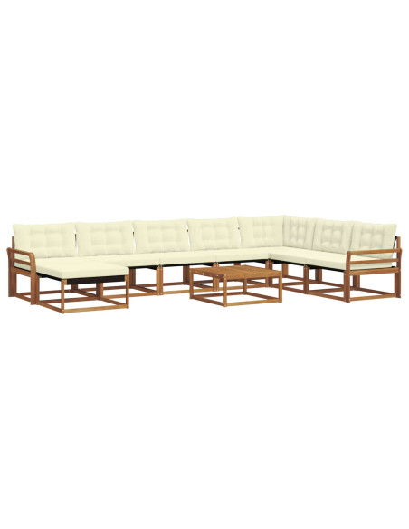 Set di divani 25 pcs Naturale e Crema Legno di Acacia Massello