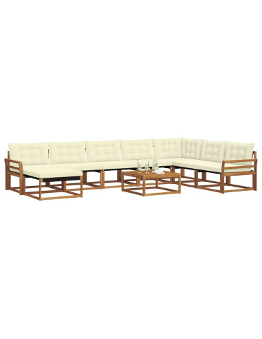 Set di divani 25 pcs Naturale e Crema Legno di Acacia Massello