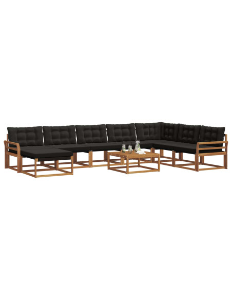 Set di divani 25 pcs Naturale e Nero Legno di Acacia Massello