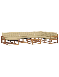 Set di divani 25 pcs Naturale e Beige Legno di Acacia Massello 2