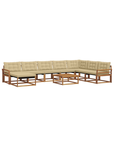 Set di divani 25 pcs Naturale e Beige Legno di Acacia Massello