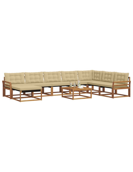 Set di divani 25 pcs Naturale e Beige Legno di Acacia Massello