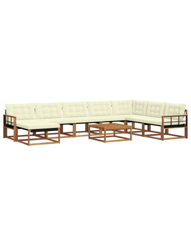 Set di divani 25 pcs Naturale e Crema Legno di Acacia Massello