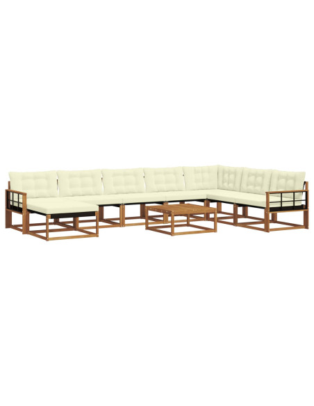 Set di divani 25 pcs Naturale e Crema Legno di Acacia Massello