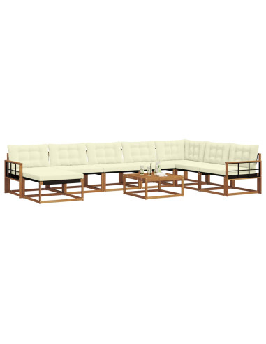 Set di divani 25 pcs Naturale e Crema Legno di Acacia Massello