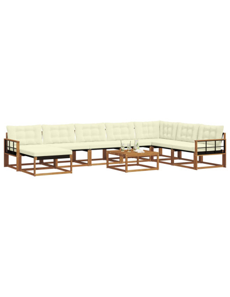 Set di divani 25 pcs Naturale e Crema Legno di Acacia Massello