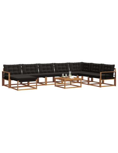 Set di divani 25 pcs Naturale e Nero Legno di Acacia Massello