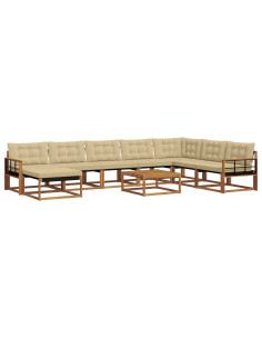 Set di divani 25 pcs Naturale e Beige Legno di Acacia Massello 2