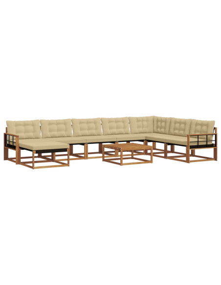 Set di divani 25 pcs Naturale e Beige Legno di Acacia Massello