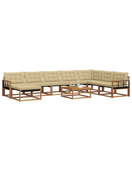 Set di divani 25 pcs Naturale e Beige Legno di Acacia Massello