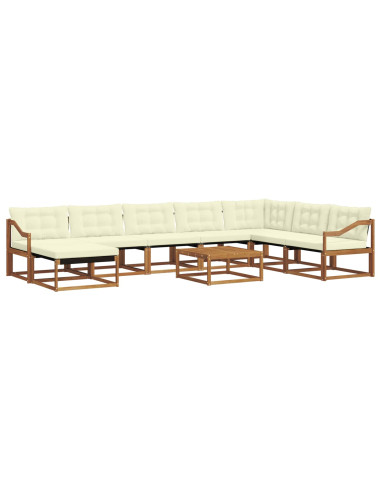 Set di divani 25 pcs Naturale e Crema Legno di Acacia Massello