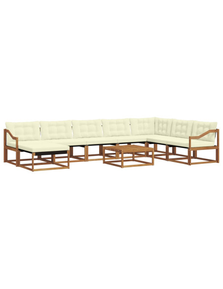 Set di divani 25 pcs Naturale e Crema Legno di Acacia Massello