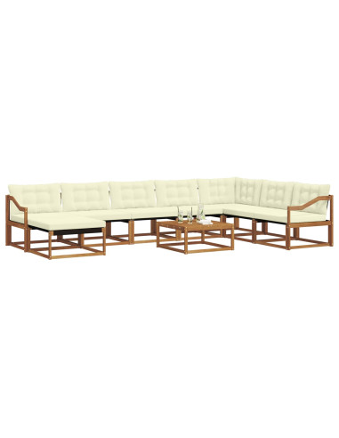 Set di divani 25 pcs Naturale e Crema Legno di Acacia Massello