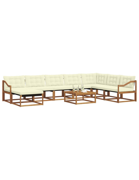 Set di divani 25 pcs Naturale e Crema Legno di Acacia Massello