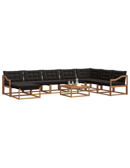 Set di divani 25 pcs Naturale e Nero Legno di Acacia Massello