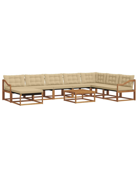 Set di divani 25 pcs Naturale e Beige Legno di Acacia Massello