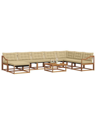 Set di divani 25 pcs Naturale e Beige Legno di Acacia Massello