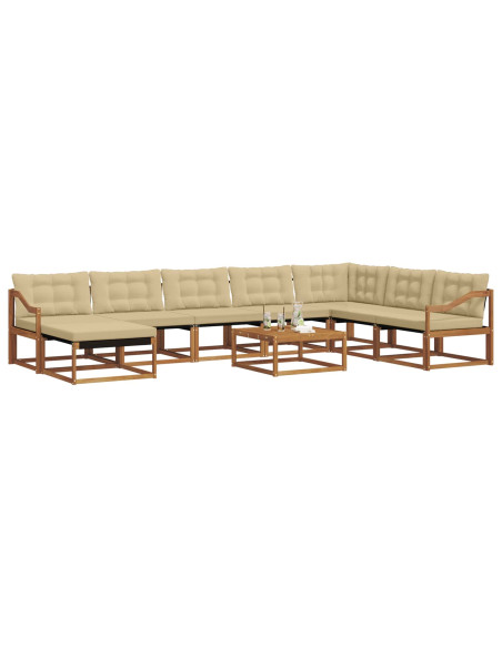 Set di divani 25 pcs Naturale e Beige Legno di Acacia Massello