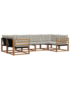 Set di divani con cuscino 6 pcs Grigio Naturale e Chiaro 2