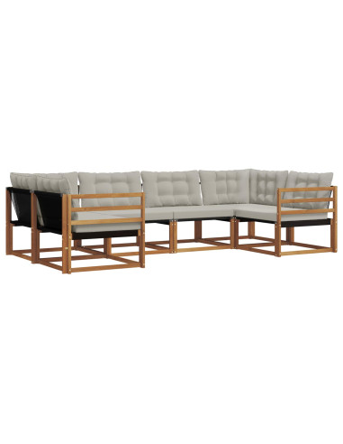 Set di divani con cuscino 6 pcs Grigio Naturale e Chiaro