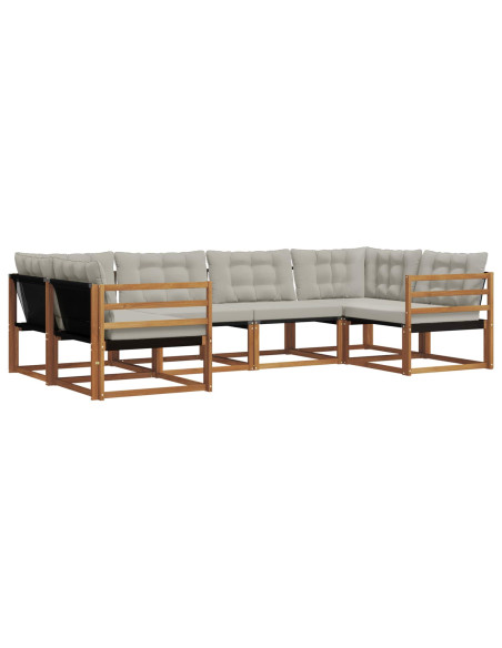 Set di divani con cuscino 6 pcs Grigio Naturale e Chiaro