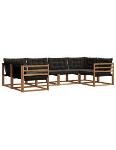 Set di divani con cuscino 6 pcs Naturale e Nero 2