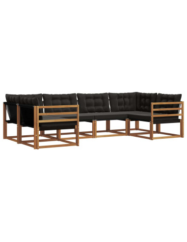 Set di divani con cuscino 6 pcs Naturale e Nero