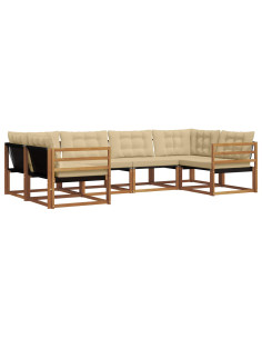 Set di divani con cuscino 6 pcs Naturale e Beige 2