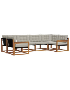 Set di divani con cuscino 6 pcs Grigio Naturale e Chiaro 2